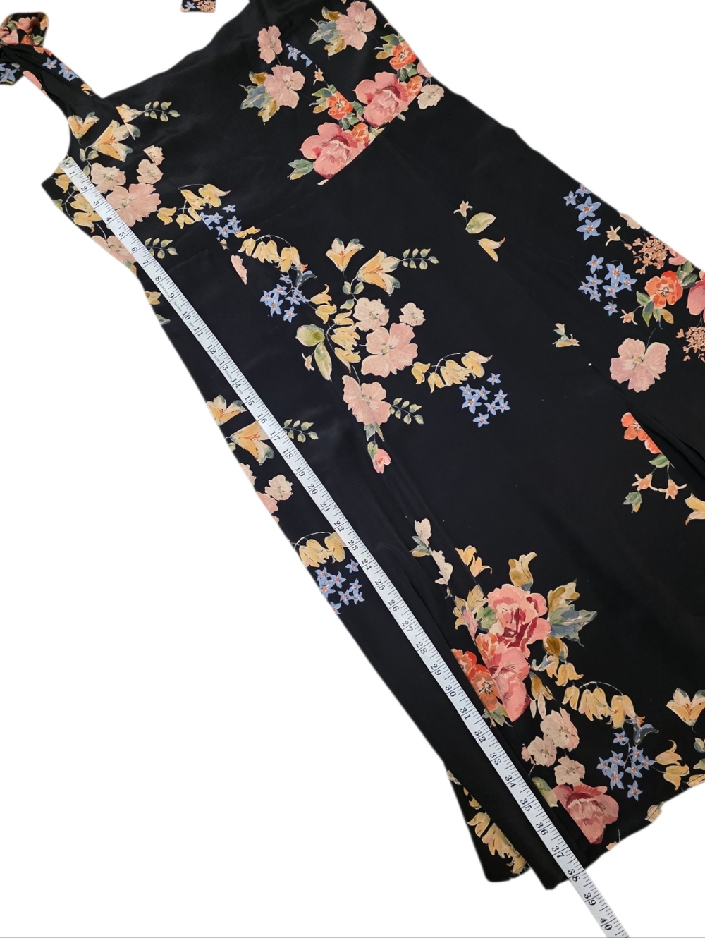 Sézane Dorotha Dress in Calvi Floral Black Pink Midi 100% Silk– Size EU 44/12 US - Picture 12 of 14